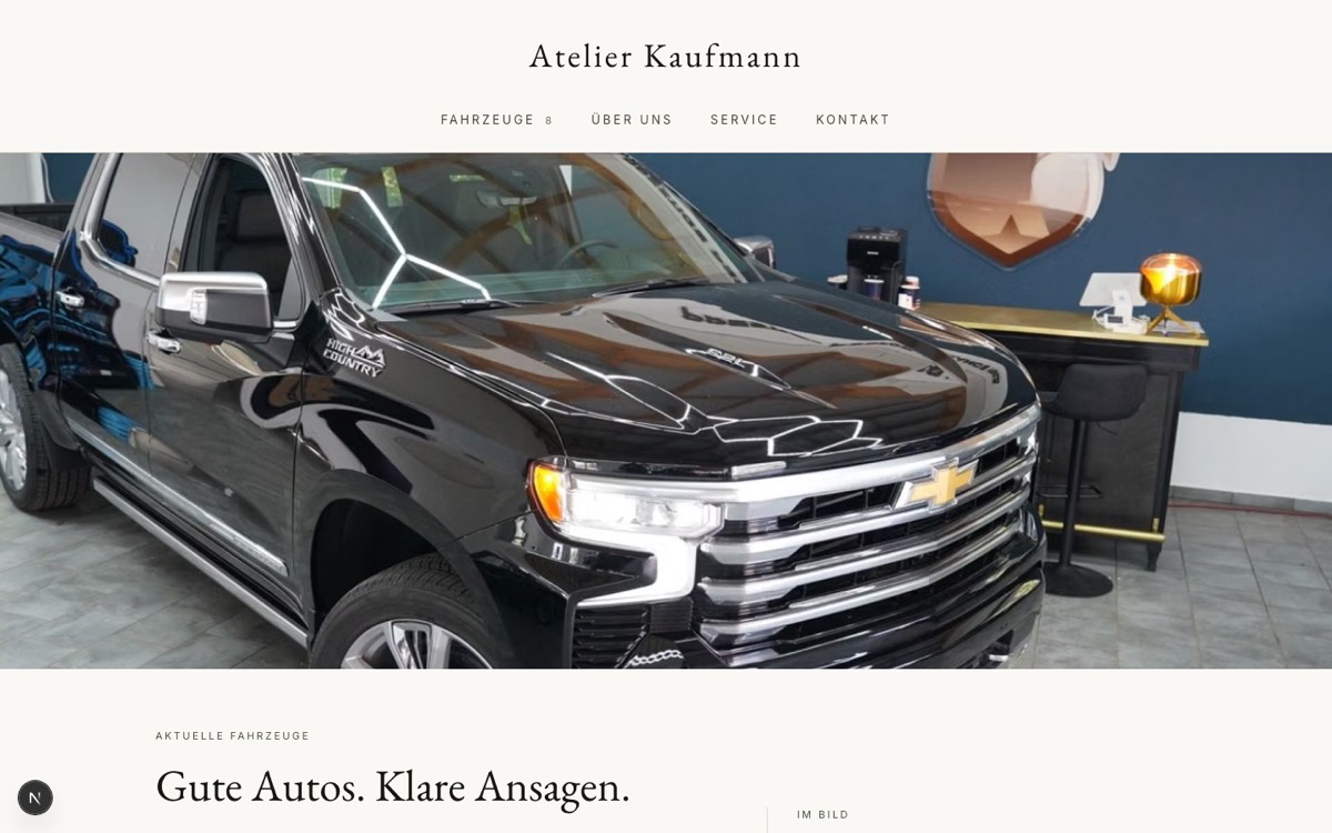 Vorlage Zurückhaltend, Beispielseite von Atelier Kaufmann